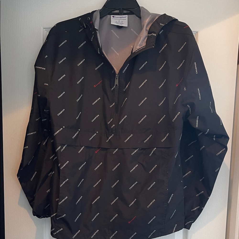 Champion Black Logo Print Anorak - Size Small